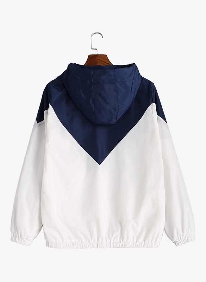 جاكيت ثقيل واقي بلونين أزرق وأبيض - Image 2