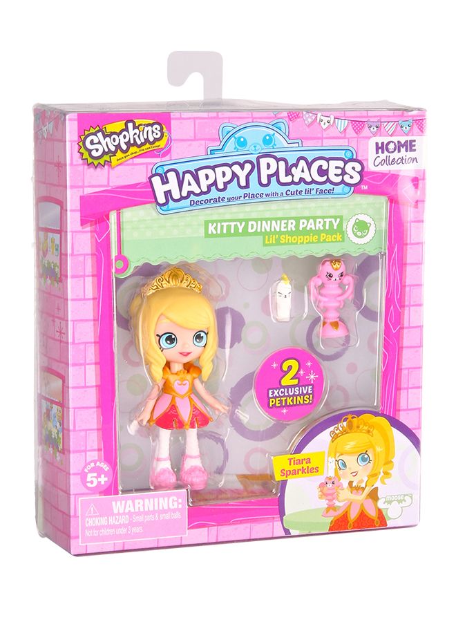 شوبكينز مجموعة هابي بليسز من السلسلة 1 حفلة عشاء كيتي وليل شوبي - الدمية تيارا سباركلز مع بيتكنز