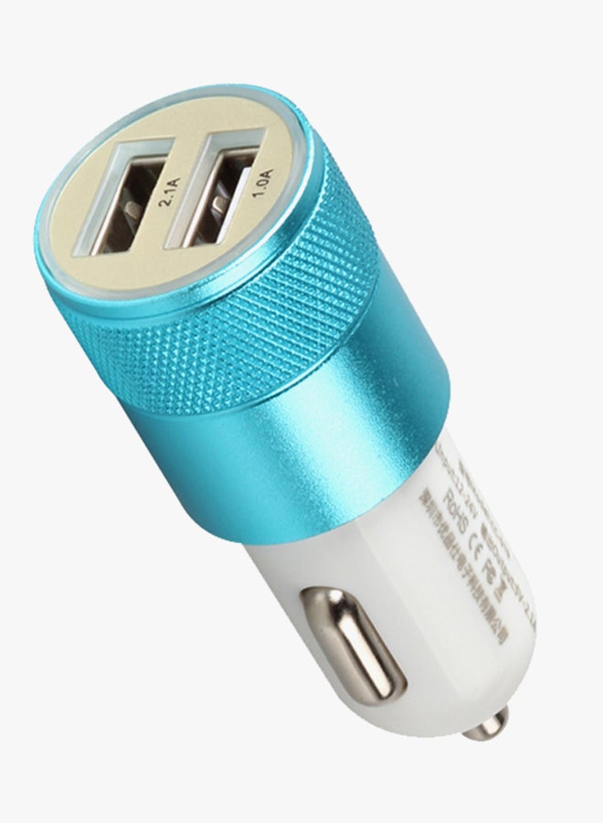 Dual USB Port Car Charger Blue  - Image 3