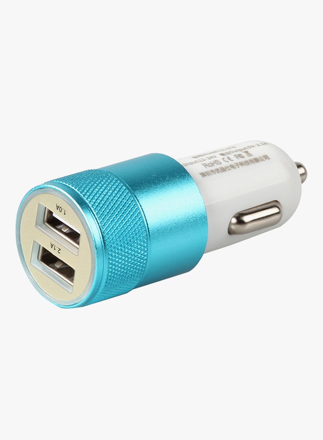 Dual USB Port Car Charger Blue  - Image 2