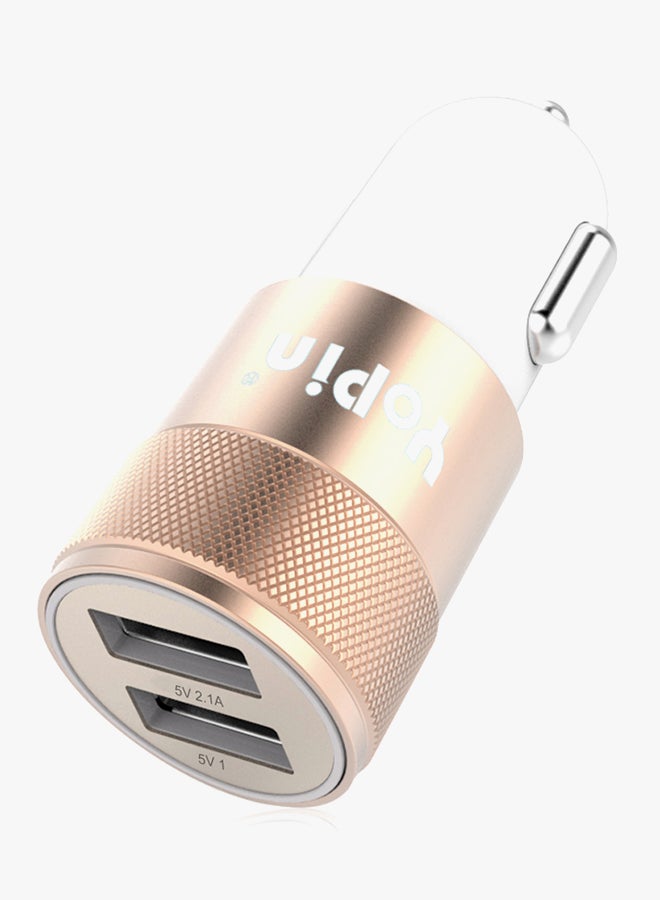 شاحن سيارة بمنفذي USB ذهب فاخر - Image 2