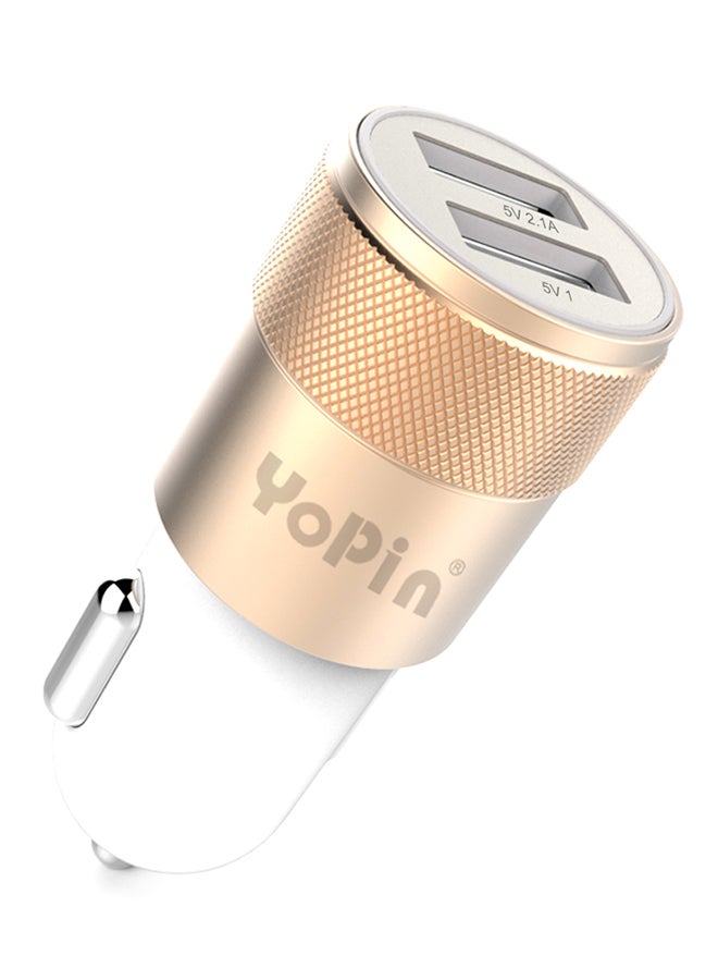 شاحن سيارة بمنفذي USB ذهب فاخر - Image 1
