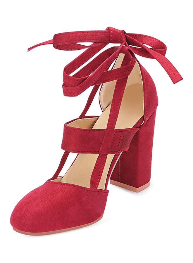 Lace-Up Heel Sandal Wine Red  - Image 4