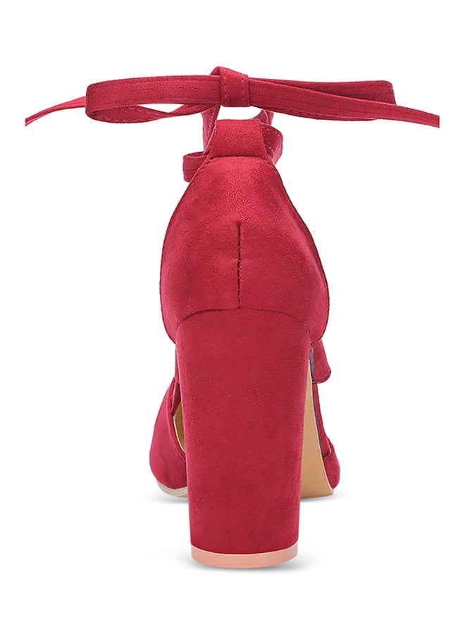 Lace-Up Heel Sandal Wine Red  - Image 5