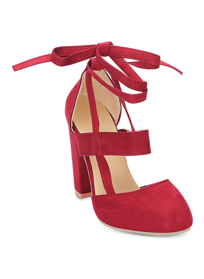 Lace-Up Heel Sandal Wine Red