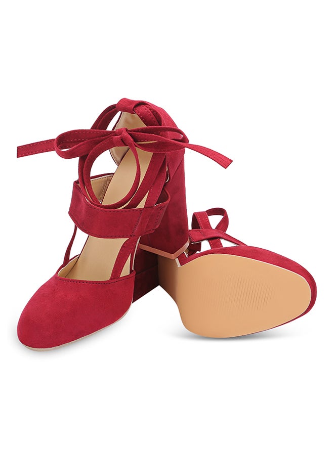 Lace-Up Heel Sandal Wine Red