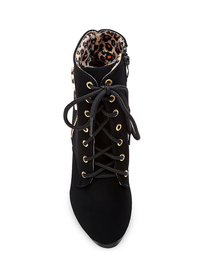 Lace-Up High Heel Booties Black  - Image 2
