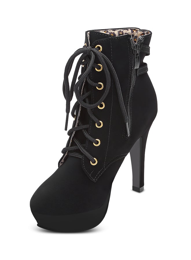 Lace-Up High Heel Booties Black  - Image 5