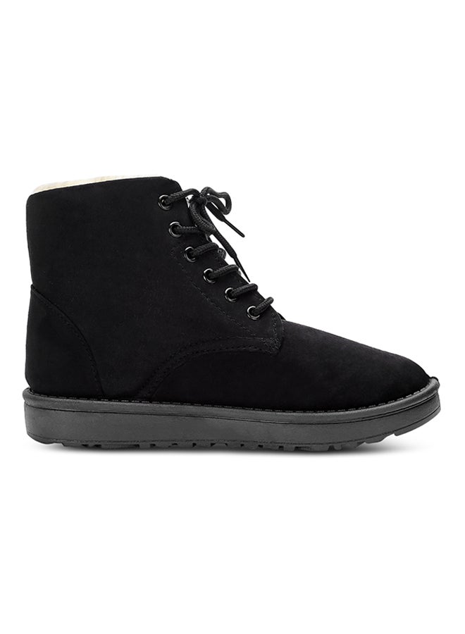 Generic - Lace-Up Ankle Length Snow Boots Black - Image 1