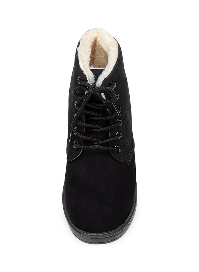 Generic - Lace-Up Ankle Length Snow Boots Black - Image 1