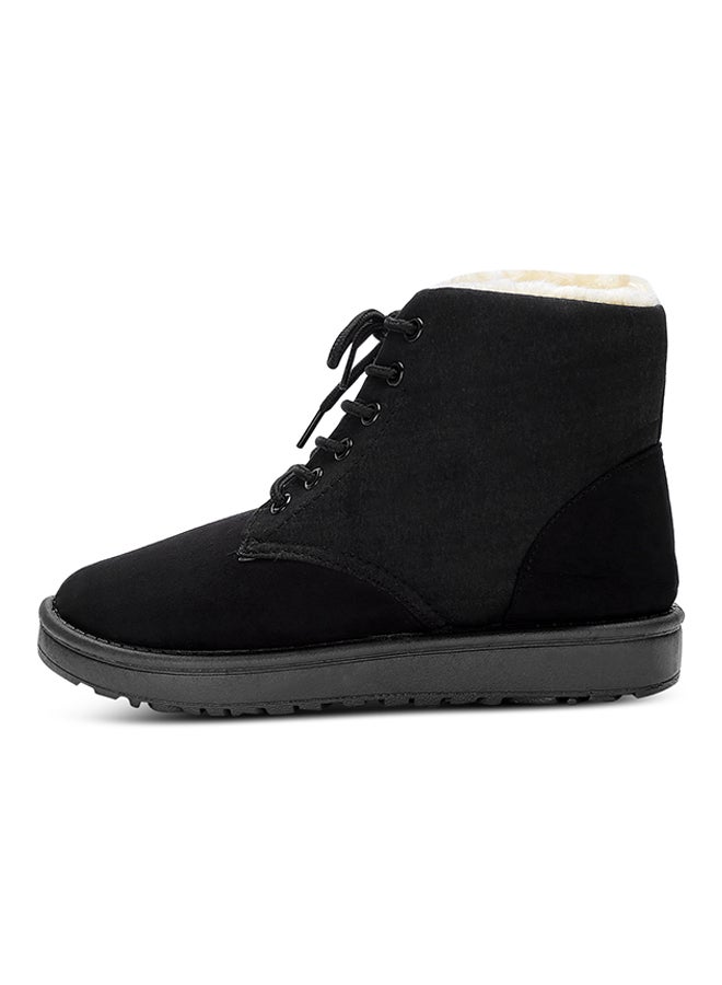 Generic - Lace-Up Ankle Length Snow Boots Black - Image 1