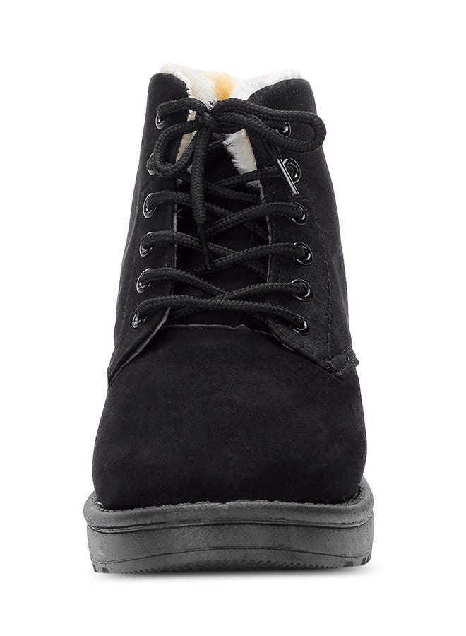 Generic - Lace-Up Ankle Length Snow Boots Black - Image 1