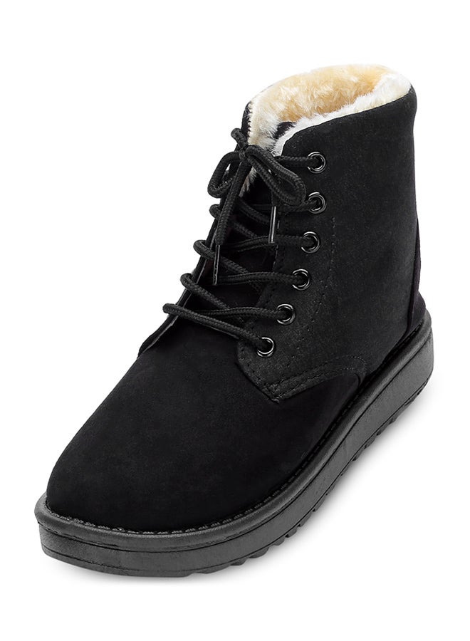Generic - Lace-Up Ankle Length Snow Boots Black - Image 1
