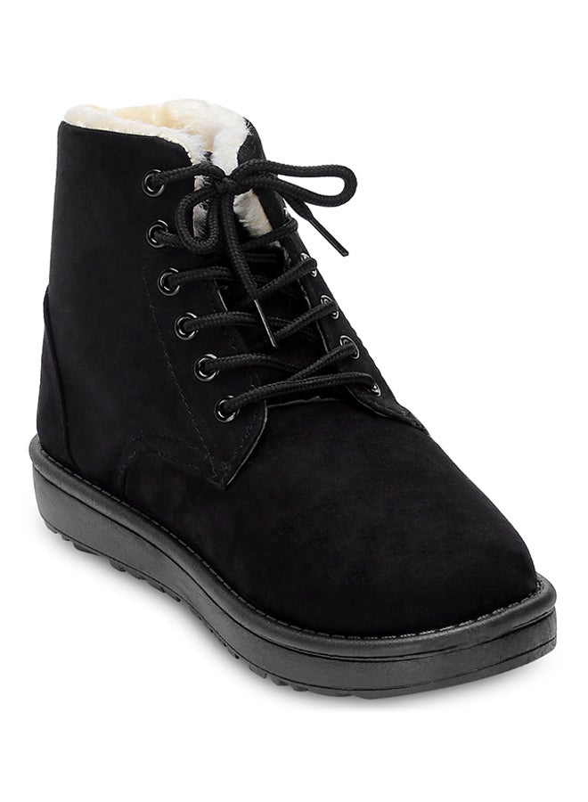 Generic - Lace-Up Ankle Length Snow Boots Black - Image 1