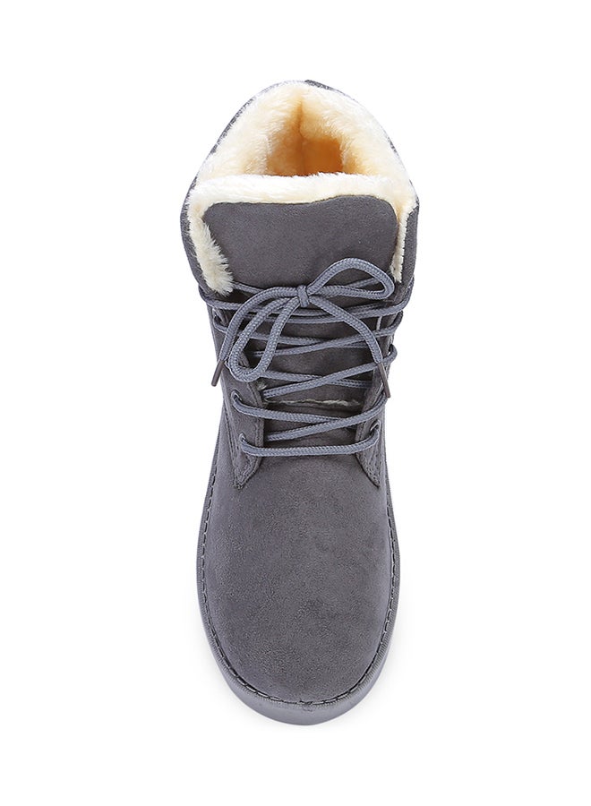 Generic - Lace-Up Ankle Length Snow Boots Grey - Image 1