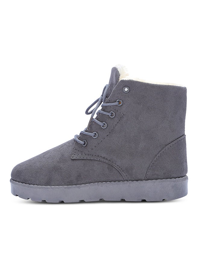Generic - Lace-Up Ankle Length Snow Boots Grey - Image 1