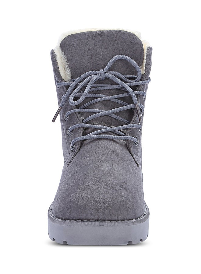 Generic - Lace-Up Ankle Length Snow Boots Grey - Image 1