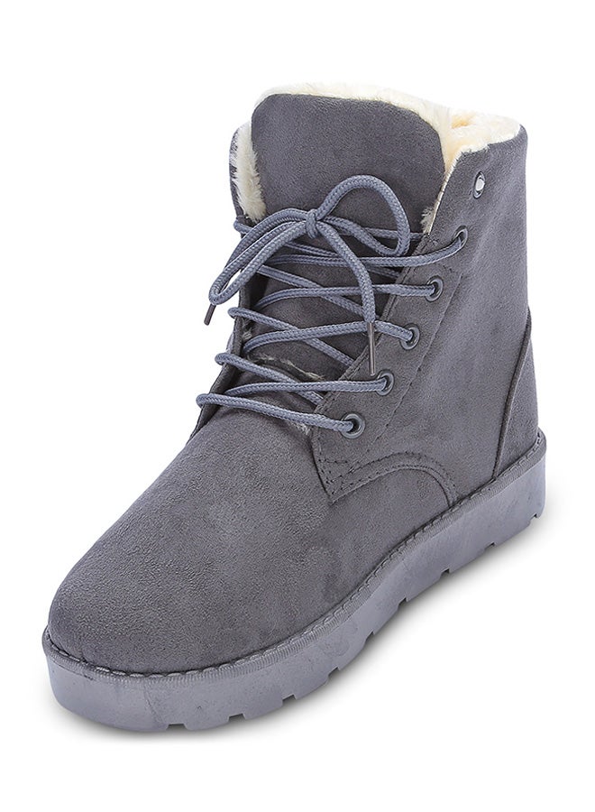Generic - Lace-Up Ankle Length Snow Boots Grey - Image 1