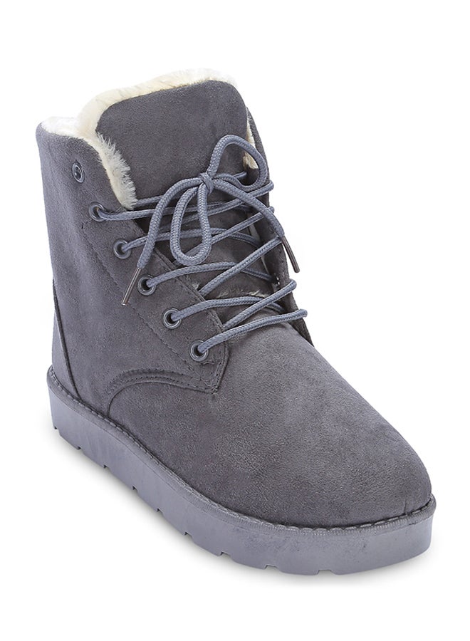 Generic - Lace-Up Ankle Length Snow Boots Grey - Image 1