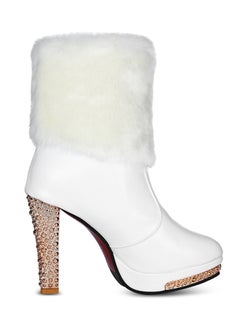 Generic Crystal Studded Mid-Calf Boot White  - Image 1