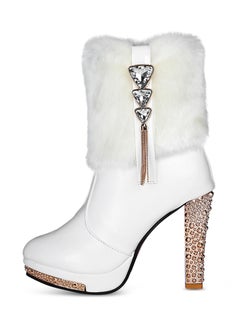 Generic Crystal Studded Mid-Calf Boot White  - Image 3