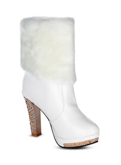 Generic Crystal Studded Mid-Calf Boot White  - Image 4