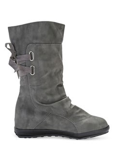 Lace-up Slouch Boot Grey