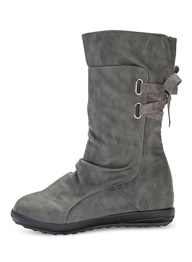 Generic - Lace-up Slouch Boot Grey - Image 1
