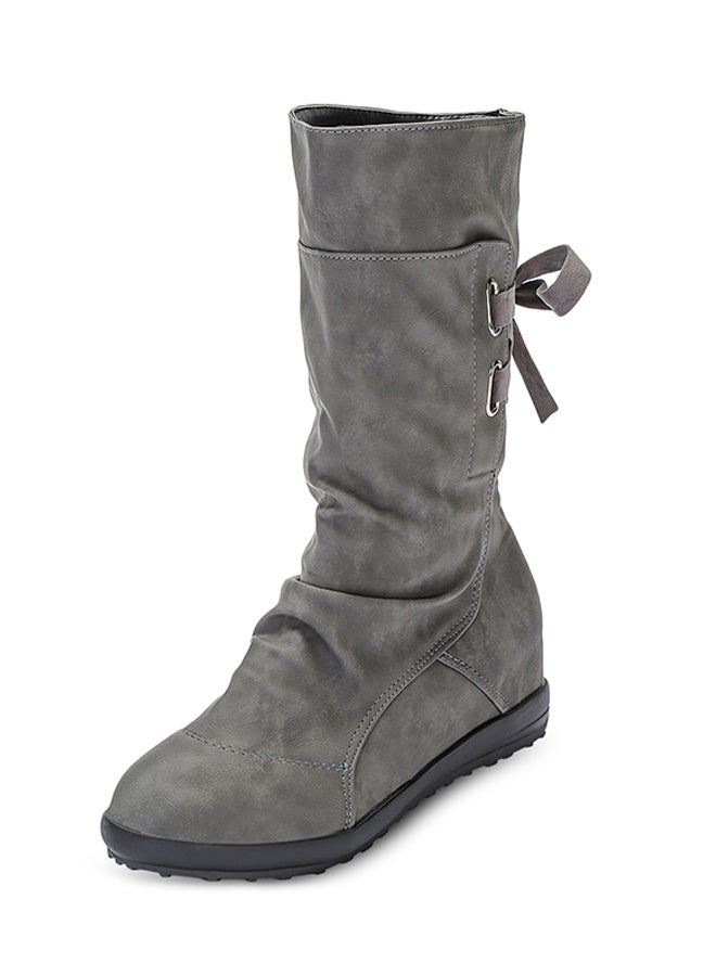 Generic - Lace-up Slouch Boot Grey - Image 1