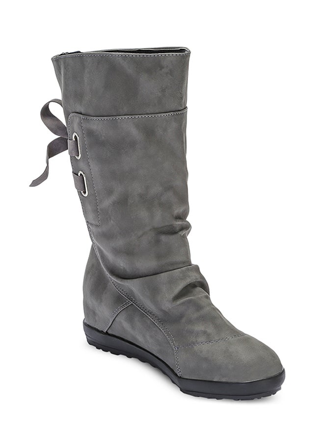 Generic - Lace-up Slouch Boot Grey - Image 1