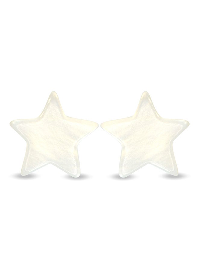 Vera Perla - 18 Karat Gold Star Design Mother Of Pearl Stud Earrings - Image 1