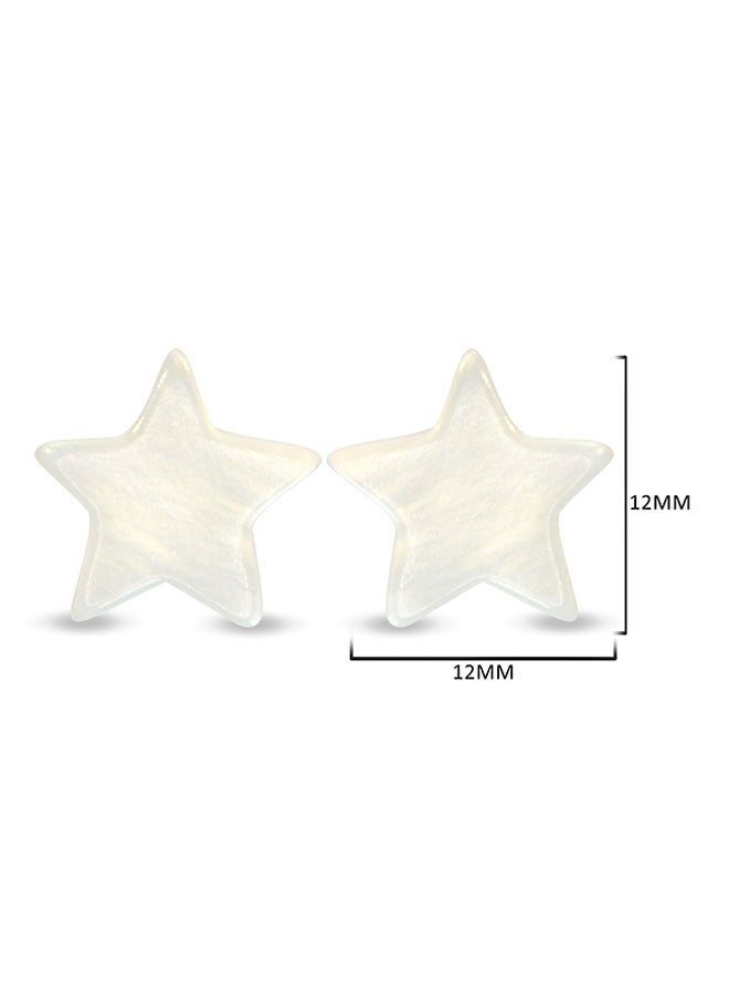 Vera Perla - 18 Karat Gold Star Design Mother Of Pearl Stud Earrings - Image 1