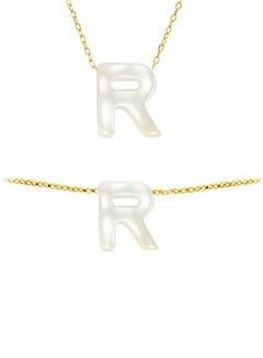 18k Gold R Letter Mother Of Pearl Jewellery Set