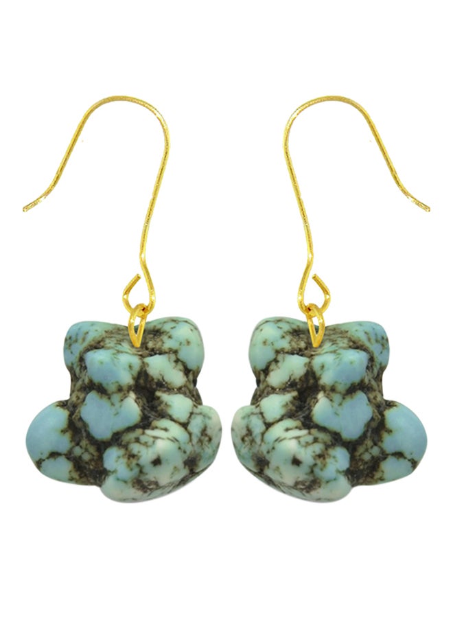 Vera Perla 18 Karat Gold Turquoise Nugget Earrings - Image 1