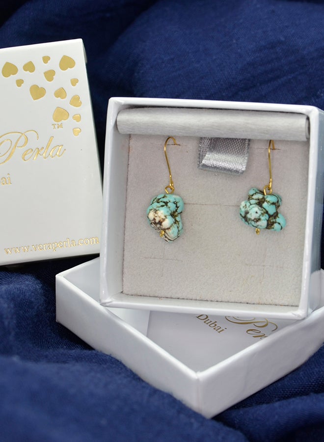 Vera Perla 18 Karat Gold Turquoise Nugget Earrings - Image 4
