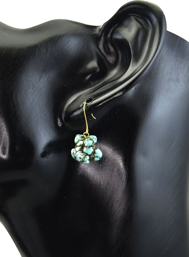 Vera Perla 18 Karat Gold Turquoise Nugget Earrings - Image 3