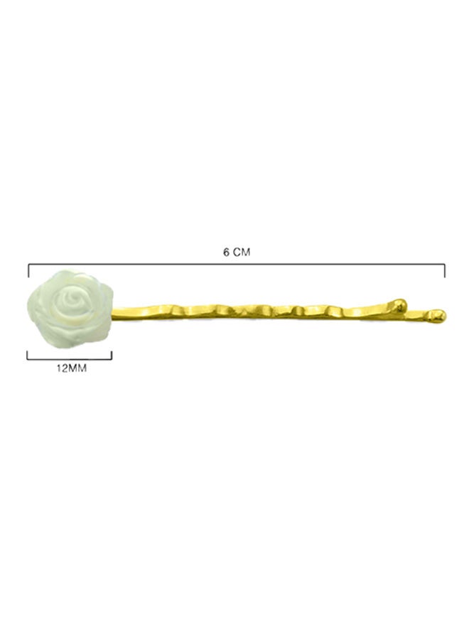 Vera Perla 18k Gold Mother Of Pearl Rose Hair Pin  - Image 2