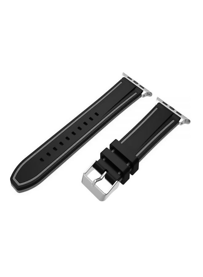 Replacement Sport Silicone Band For Apple Watch 42 mm Series 1/2/3 Black/Grey - Image 1