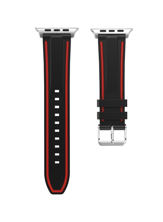 Silicone Sport  Band For Apple Watch Series 1/2/3 42mm Red/Black - Image 1