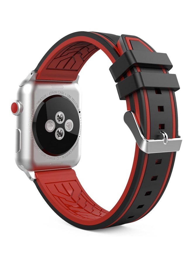 Silicone Sport  Band For Apple Watch Series 1/2/3 42mm Red/Black - Image 2