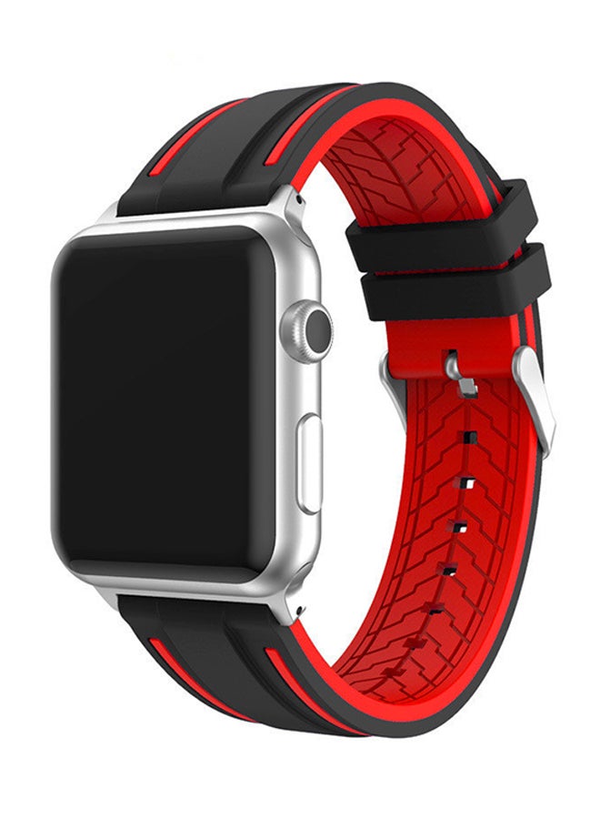Silicone Sport  Band For Apple Watch Series 1/2/3 42mm Red/Black - Image 3