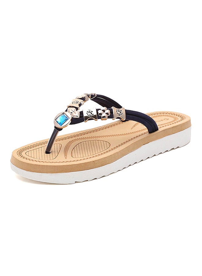 OUTAD - Beaded Rhinestone Slipper Blue - Image 1