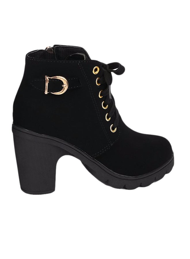 OUTAD - Lace-Up Booties Black - Image 1