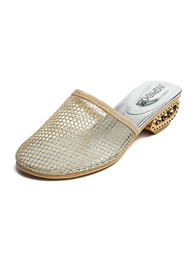 OUTAD Rhinestone Flat Mule Golden