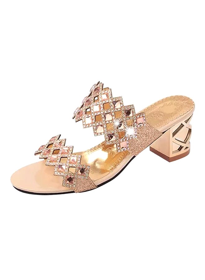 OUTAD Rhinestones Hollow Out Casual Sandal Gold 