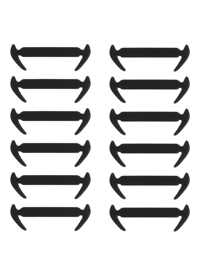 OUTAD - 12-Piece Elastic Silicone No-tie Shoelace Set Black - Image 1