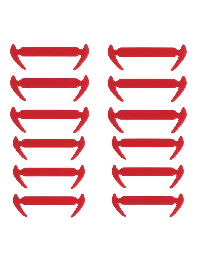 OUTAD - 12-Piece Elastic Silicone No-tie Shoelace Set Red - Image 1