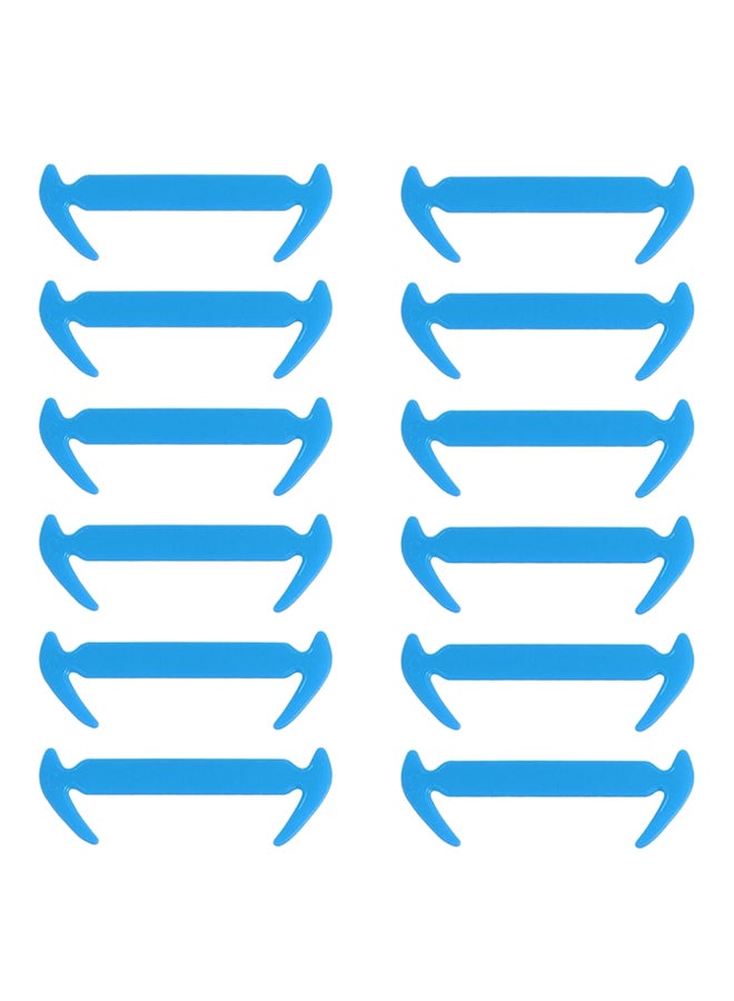 OUTAD - 12-Piece Elastic Silicone No-tie Shoelace Set Blue - Image 1