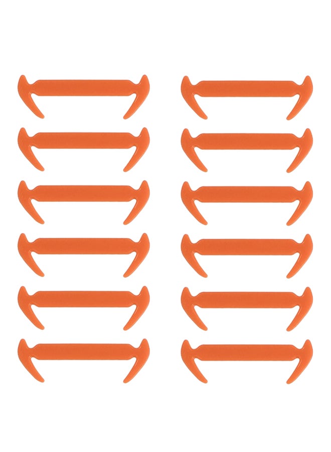 OUTAD 12-Piece Elastic Silicone No-tie Shoelace Set Orange 