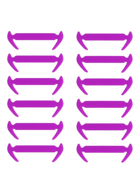 12-Piece Elastic Silicone No-tie Shoelace Set Purple